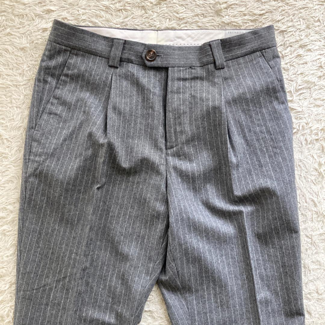 ブルネロクチネリ　パンツ　46　ストライプ　グレー　LEISURE FIT
