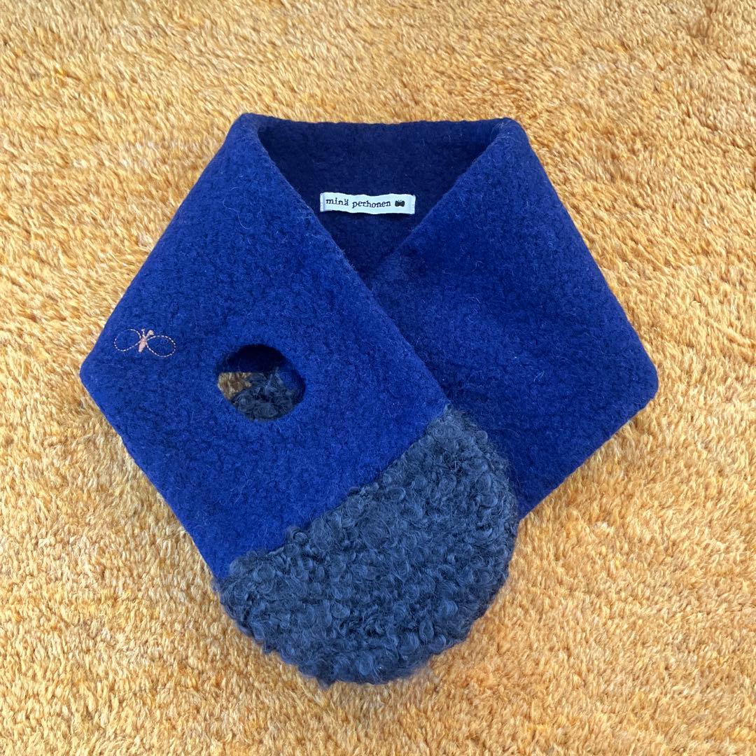 ミナペルホネン　マフラー　ネイビー　新品