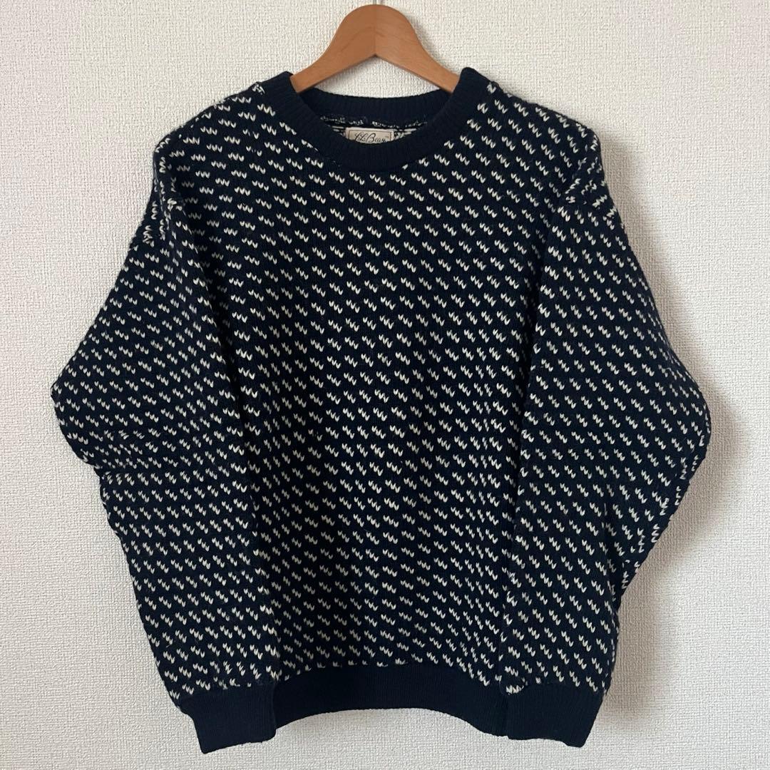 60's L.L.Bean 筆記体タグ バーズアイ柄 ウールニットセーター
