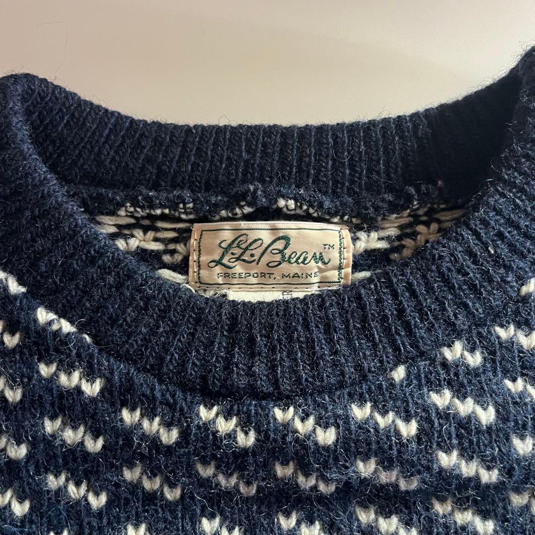 60's L.L.Bean 筆記体タグ バーズアイ柄 ウールニットセーター