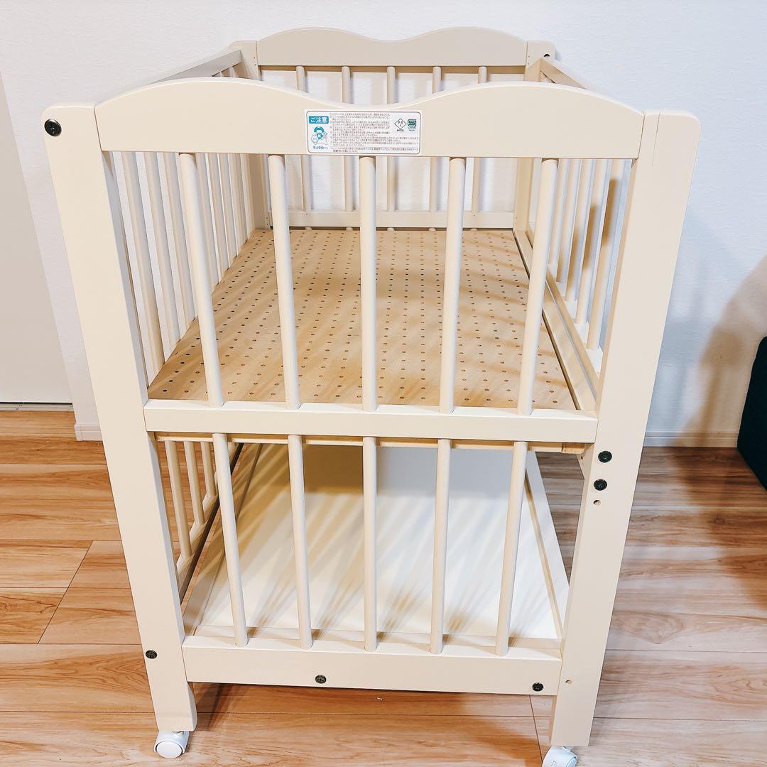 ✨送料無料✨ キンタロー ミニ アン ホワイト ミニ ベビーベッド 下段収納付き