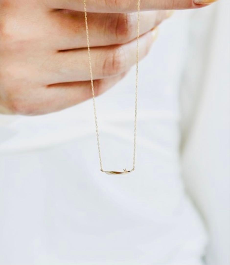 完売品【NOIR DE POUPEE】K10プチダイヤモンド ウェーブネックレス