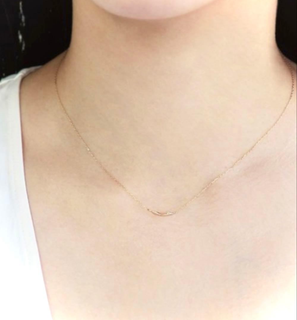 完売品【NOIR DE POUPEE】K10プチダイヤモンド ウェーブネックレス