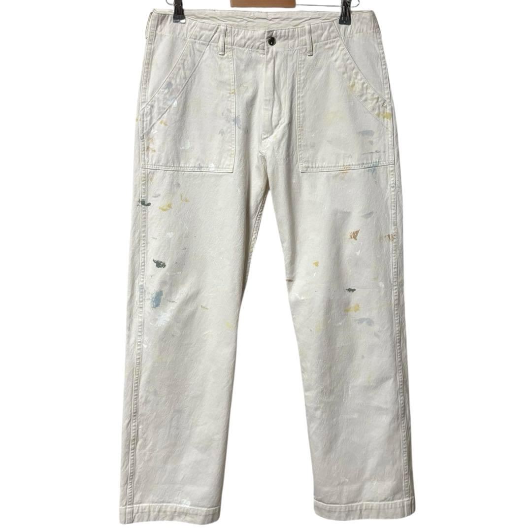 DANTON ベイカーパンツ 白 ライトキャンバス ペイント ペンキ 一点物