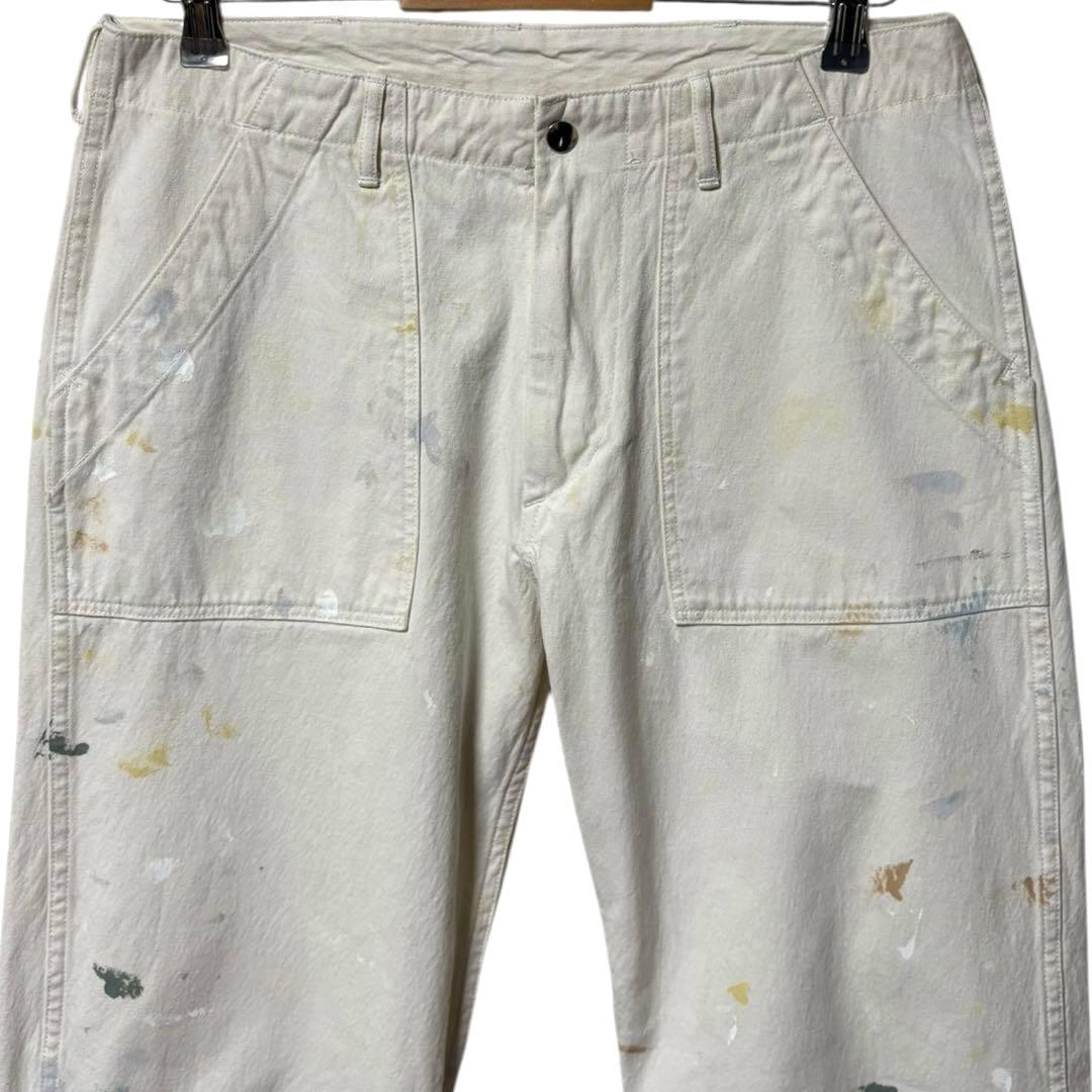 DANTON ベイカーパンツ 白 ライトキャンバス ペイント ペンキ 一点物