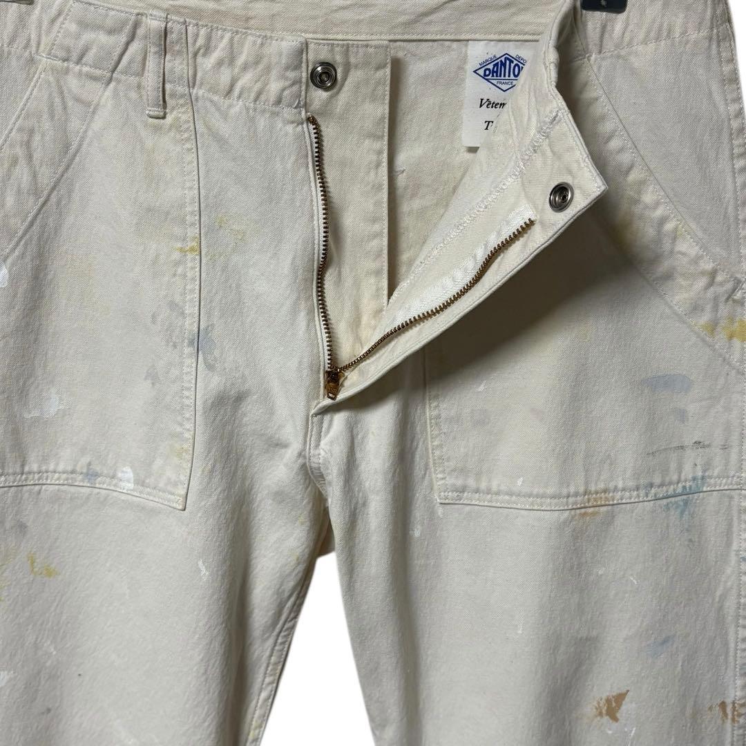 DANTON ベイカーパンツ 白 ライトキャンバス ペイント ペンキ 一点物