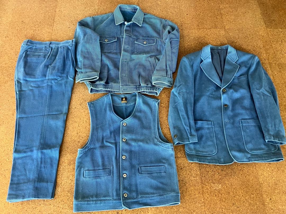 ランバン　デニムスーツセット（ジャケット・ベスト・パンツ）