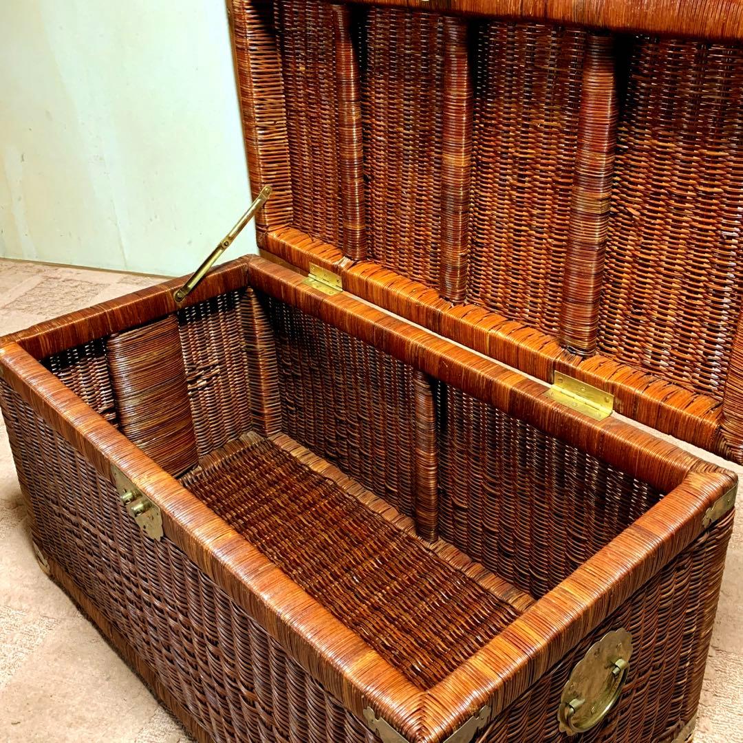 NY/アンティーク籐編・大型衣裳ケース