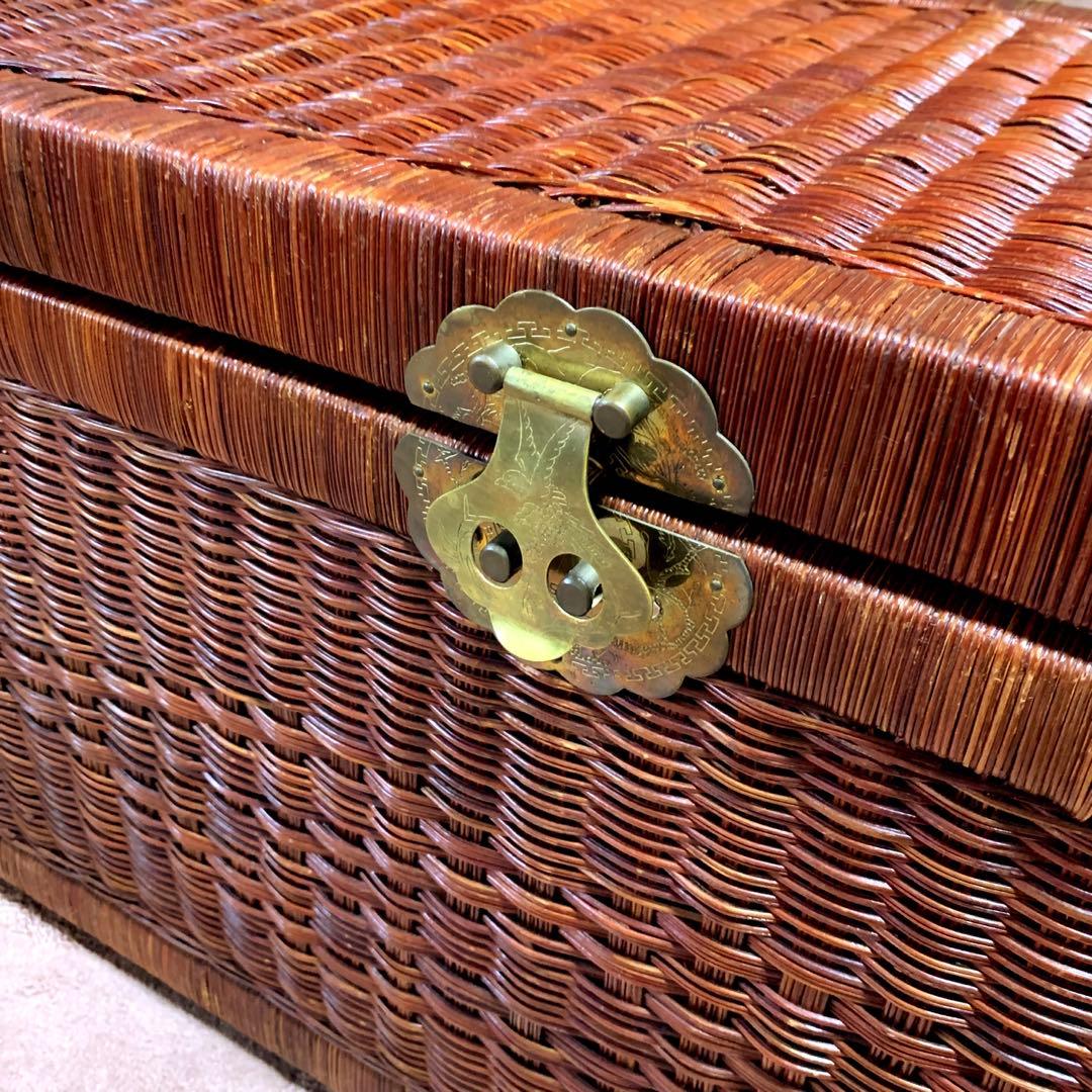 NY/アンティーク籐編・大型衣裳ケース