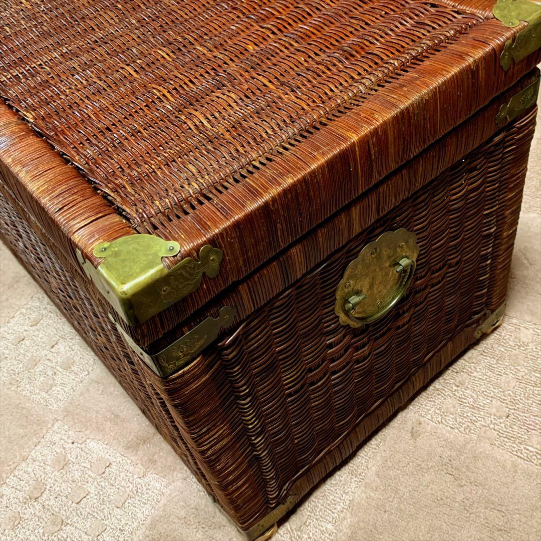NY/アンティーク籐編・大型衣裳ケース
