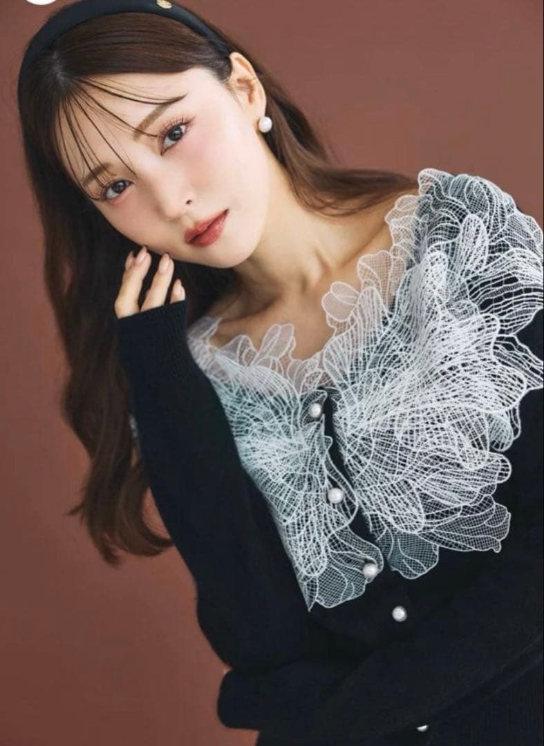 【タグ付新品】polaura ポローラ　レースフリルカーディガン