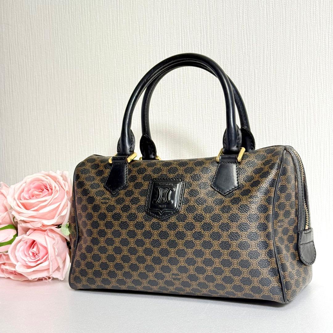 CELINE ヴィンテージ ミニボストンバッグ マカダム柄 ブラック 114