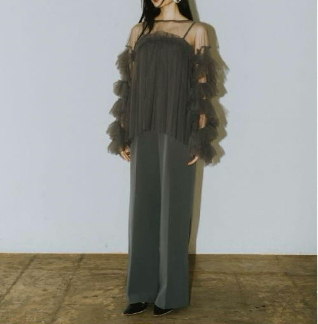 ANDRESD デコラティブチュールトップス　ダブルクロスオールインワン S