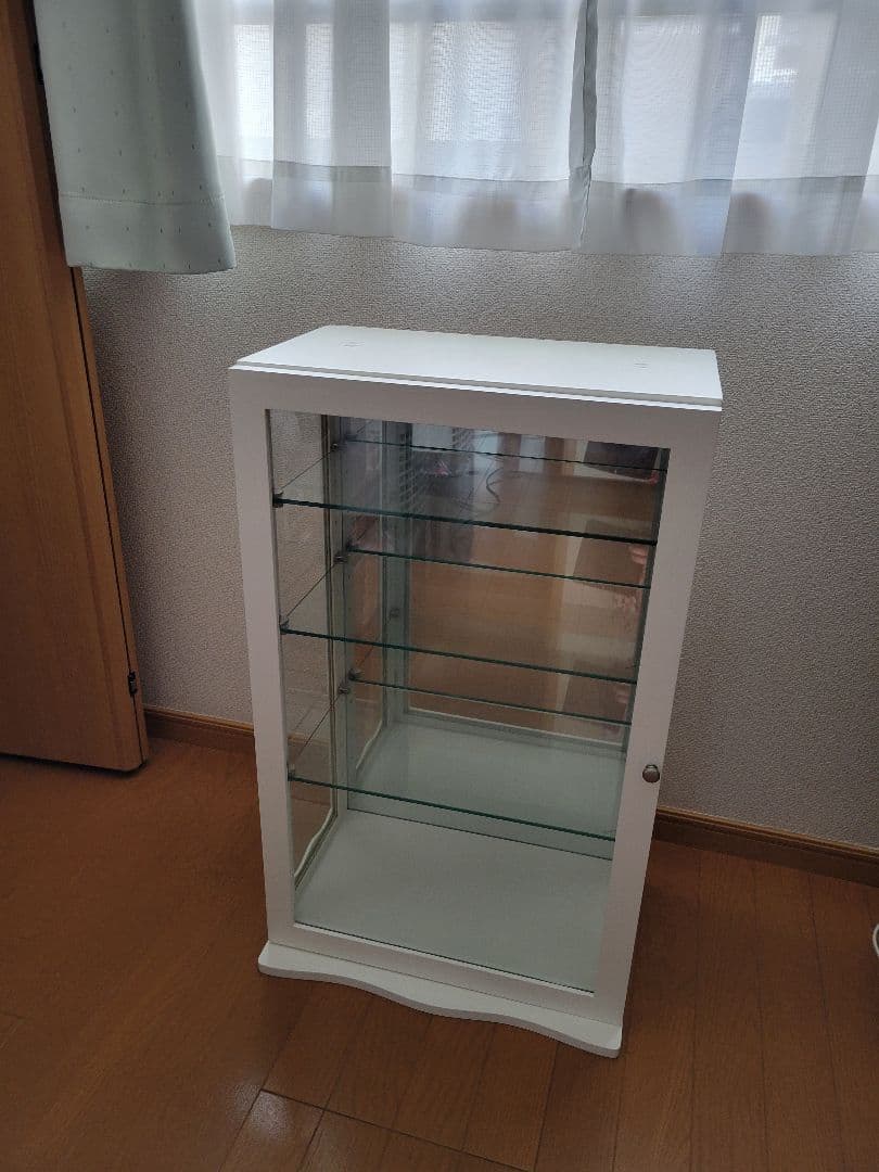 ガラス扉付きディスプレイケース ホワイト 450x300x750mm
