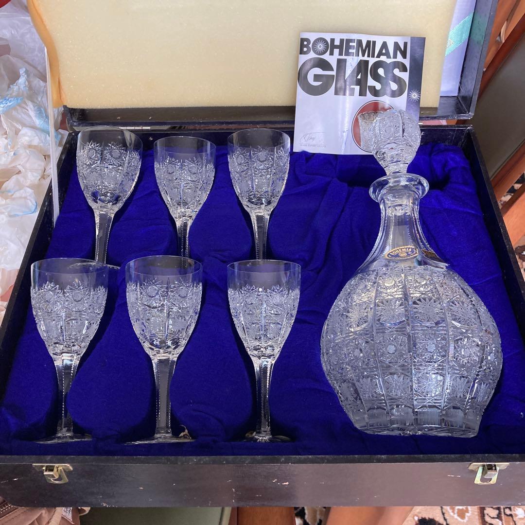 ボヘミアングラス デキャンタとワイングラス6個セット