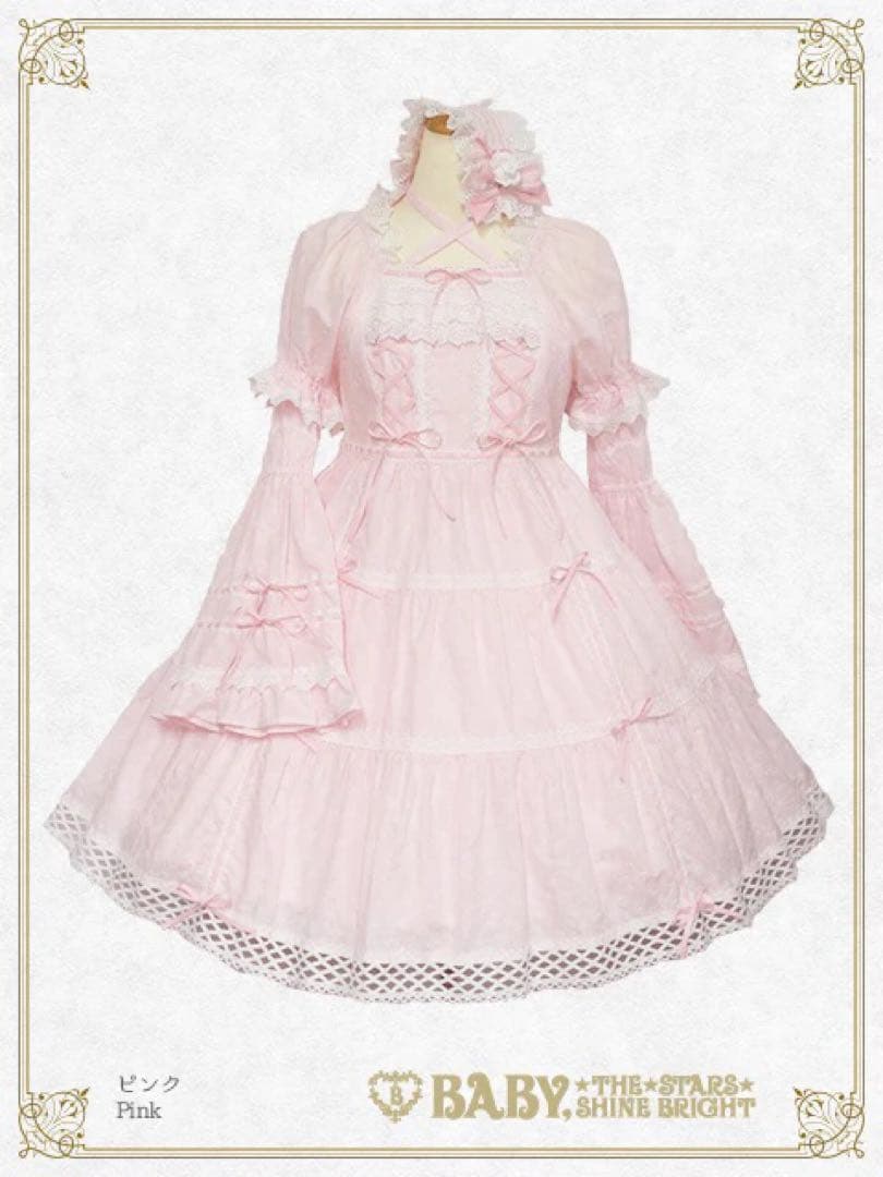BABY はわせドールワンピース＆ヘッドドレスセット ピンク