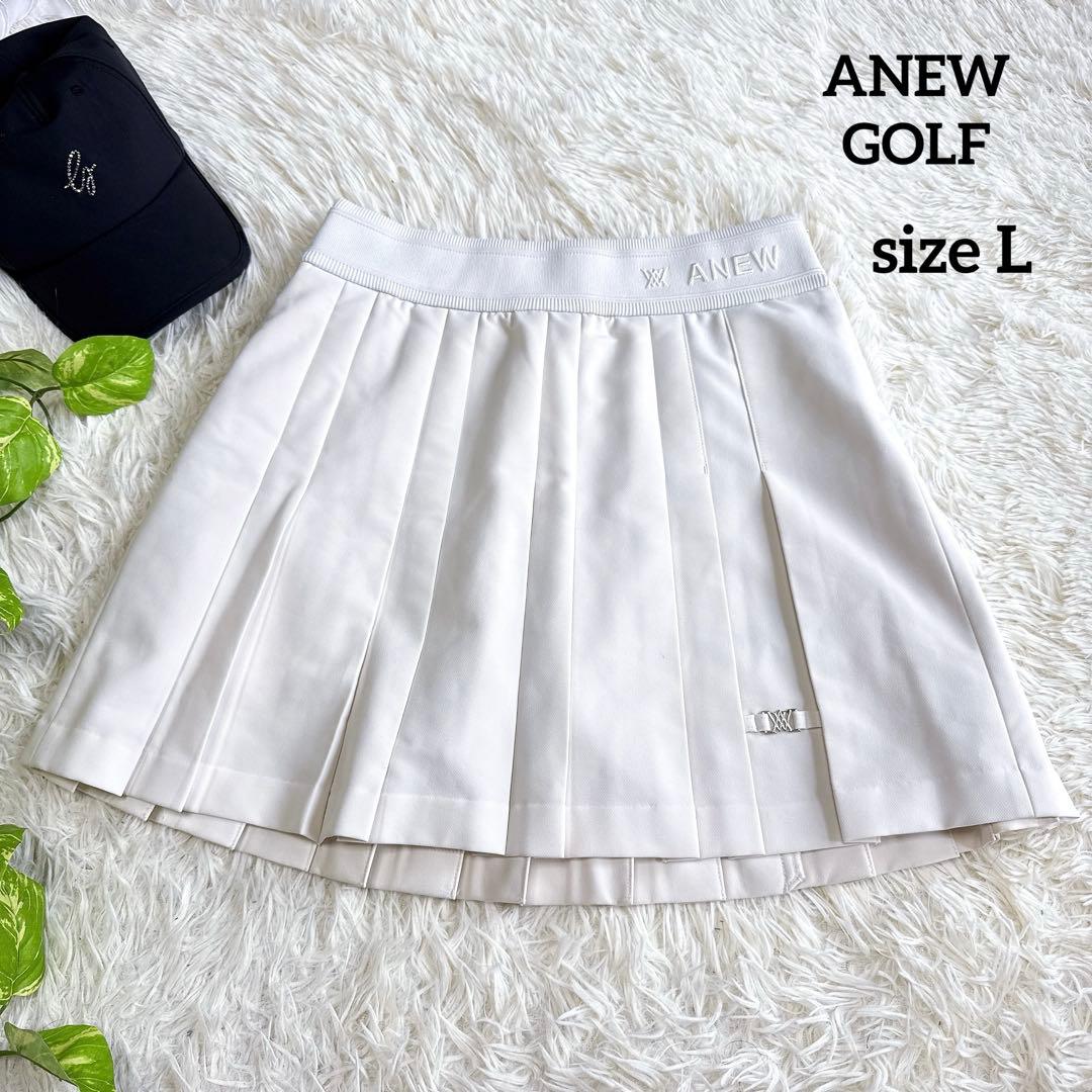 【アニューゴルフ】美品 プリーツスカート ホワイト Lサイズ レディース