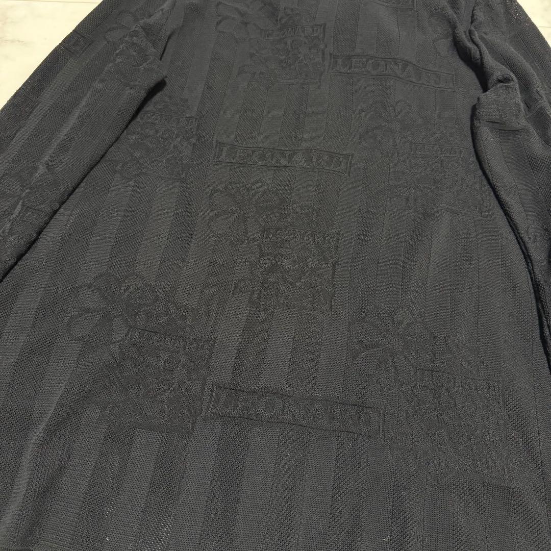 近年モデル★レオナール ロゴ 花柄メッシュ フーディ パーカー 大きいサイズ42