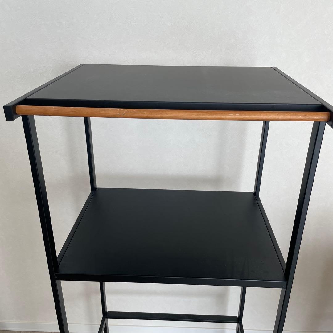 山善Yamazaki スチール製収納　ゴミ箱上ラック ブラック キッチンラック