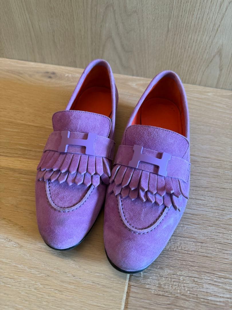 Oimocandyフリンジ付きスエードモカシン パープル