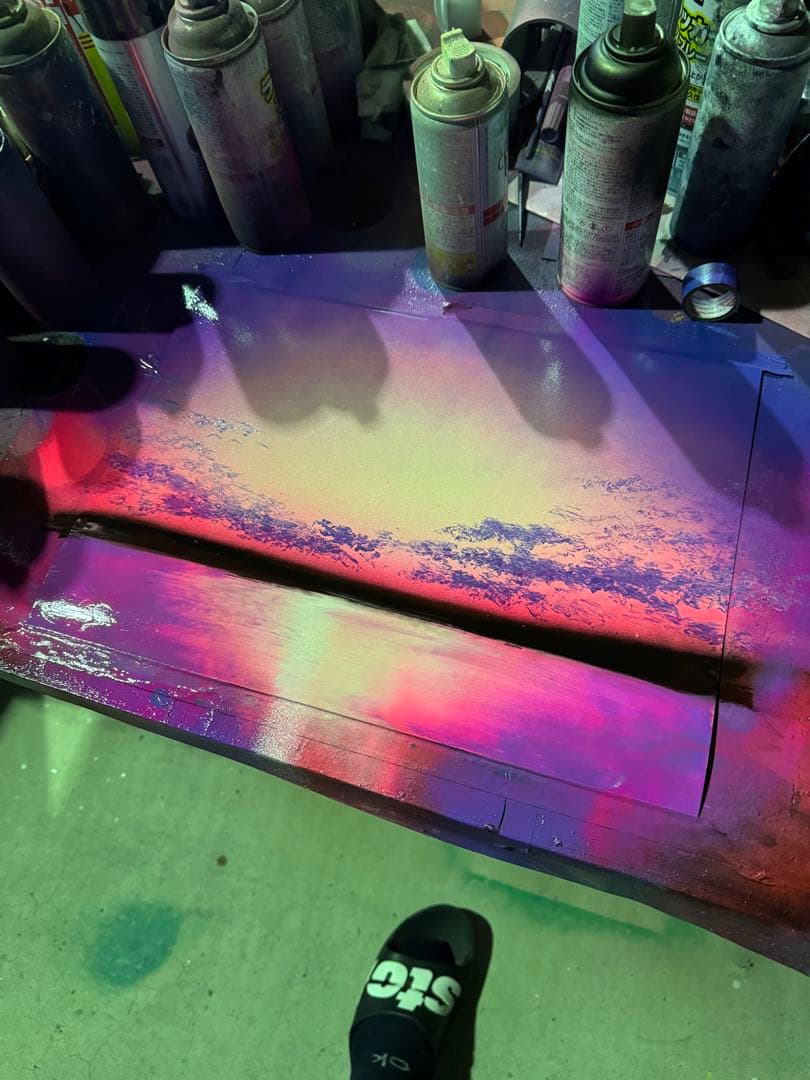 A3サイズ　スプレーアート　ヤシの木描いたら完成