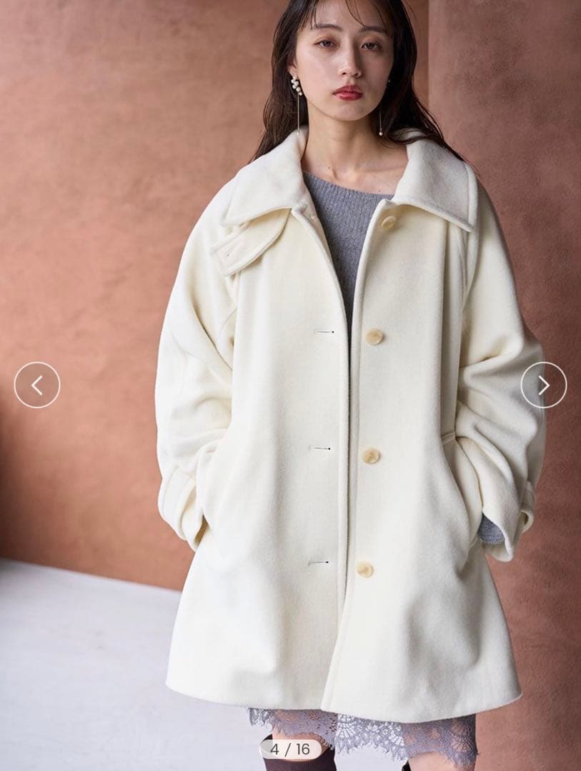 ステンカラーミドルコート スナイデル　アイボリー