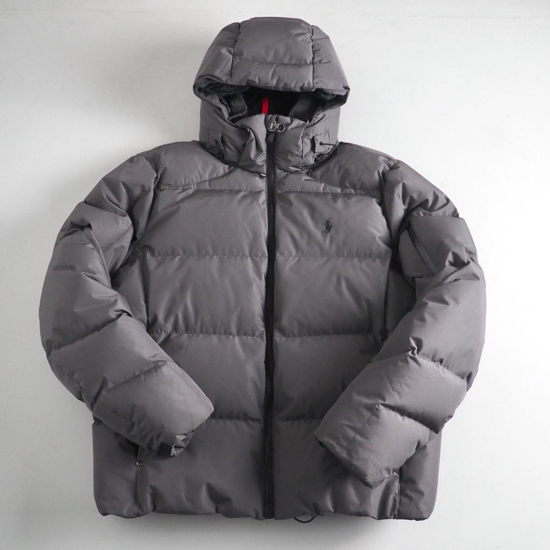 ラルフローレン　ダウンジャケット　フーデッド　グレー　肉厚　グレー　美品