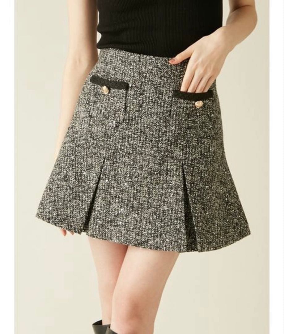 リリーブラウン ツイードタックミニスカート