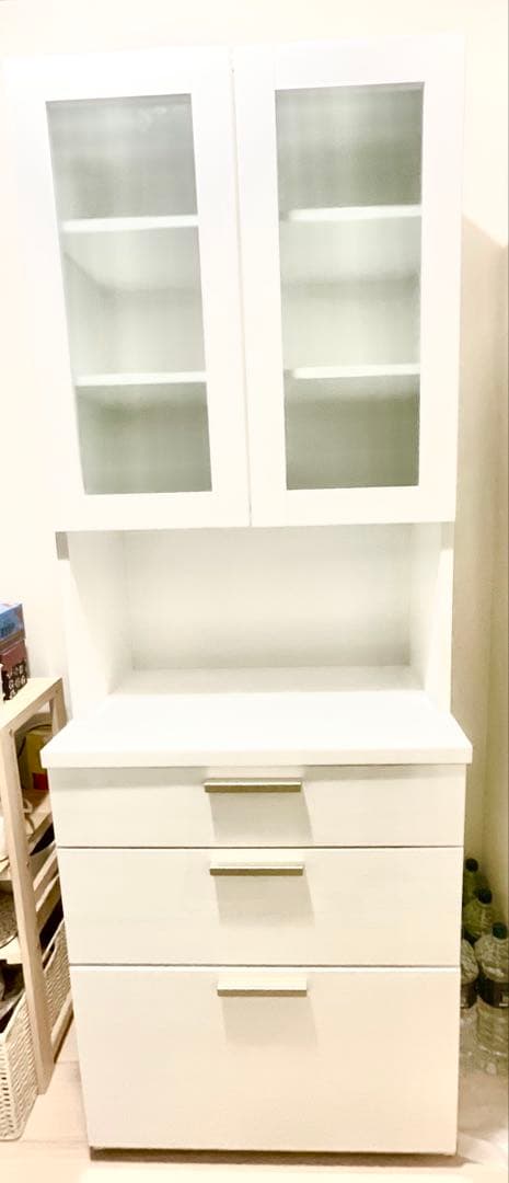 ホワイト食器棚 ニトリ　キッチンダイニングボード（ソレル 70DB WH）