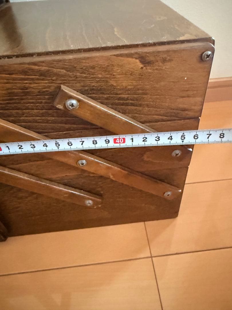 収納箱　大容量裁縫箱　フランスアンティーク　ノルウェー　木製　ヴィンテージ