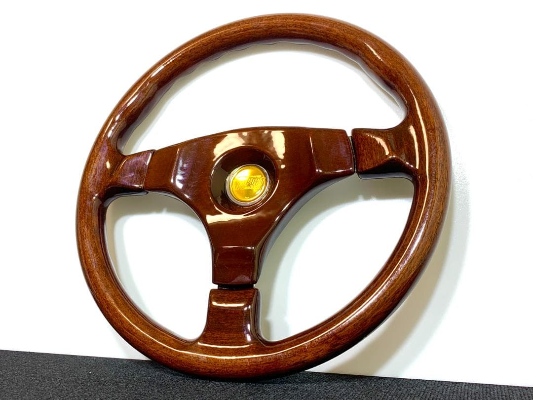 良品 エムズスピード ウッドステアリング 35パイ ホーンボタン付 当時物 希少
