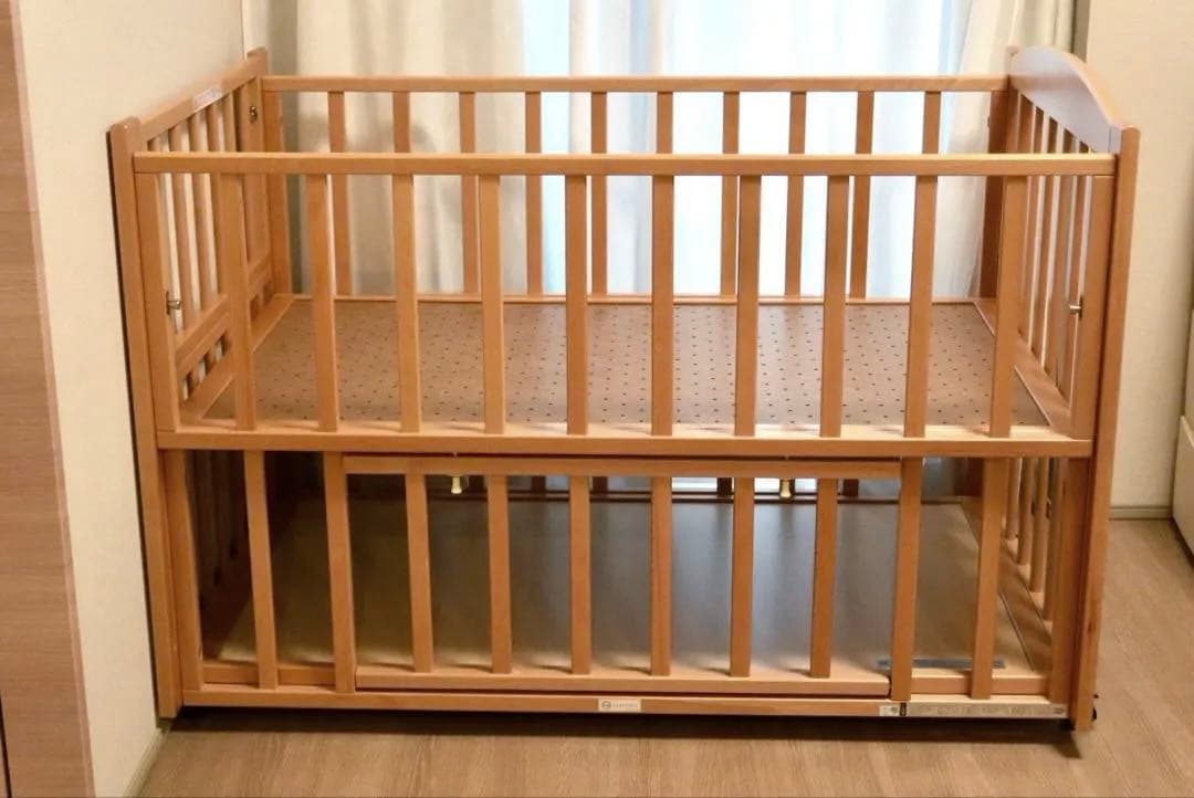 ヤマサキ ツーオープン　ベビーベッド（添い寝対応／70×120cm 国産)