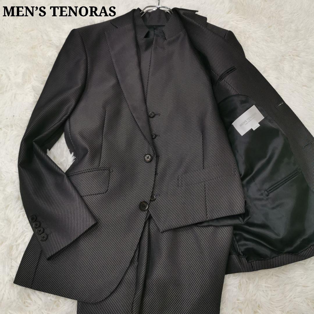 美品 メンズティノラス 3ピース ベスト付き ストライプ セットアップ Sサイズ