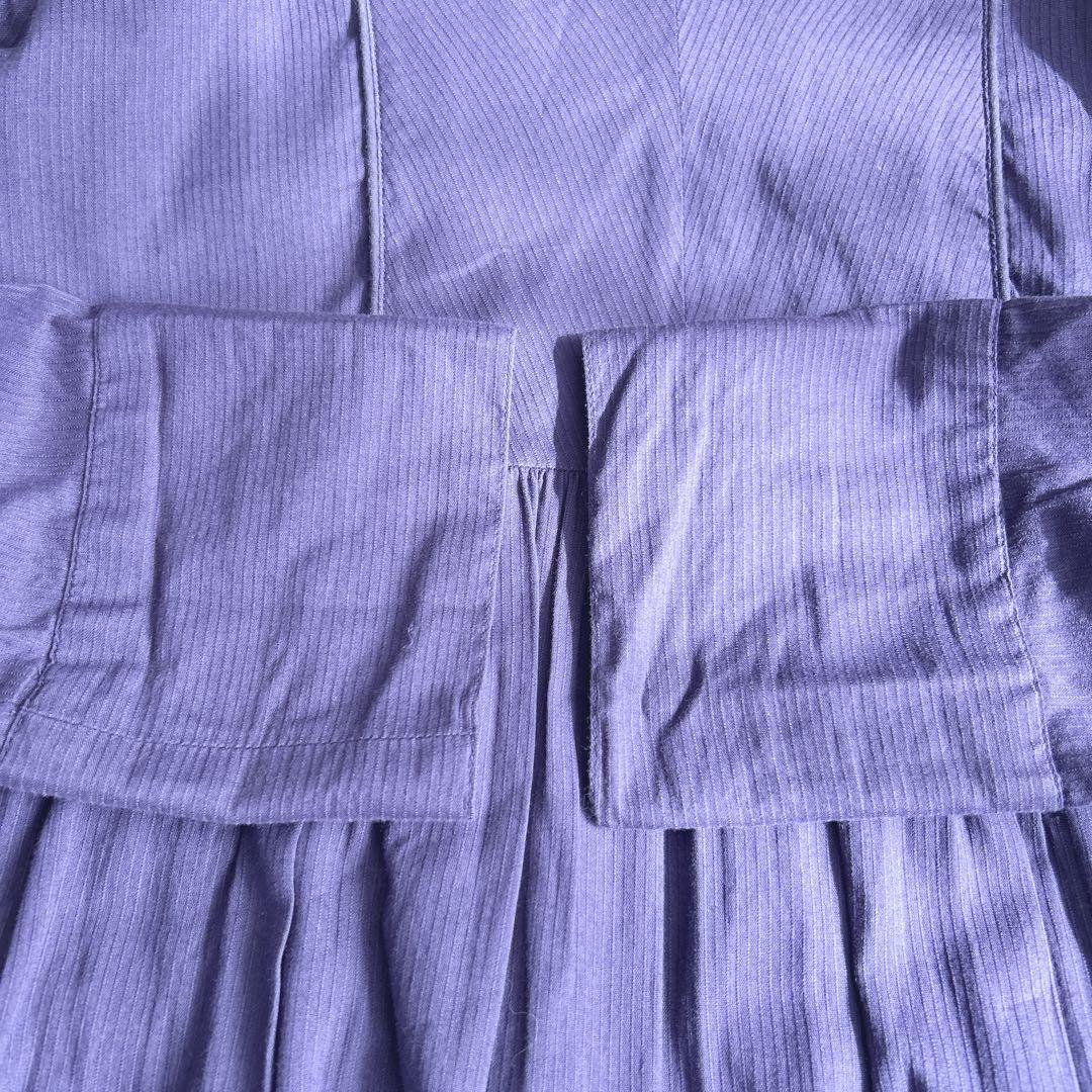 ヌキテパ★ドビー パネル Vネックドレス　ワンピース　ティアード　パープル