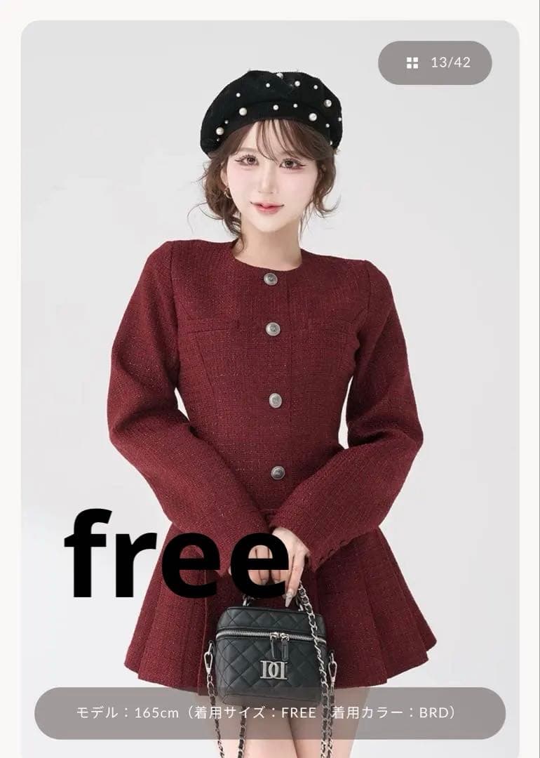 本日のみのお値下げ価格 darichボックスプリーツツイードミニワンピース