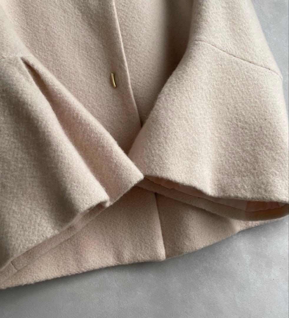 美品✨ローズティアラ　大きいサイズ46 ウールアンゴラ　フレア袖コート　薄ピンク