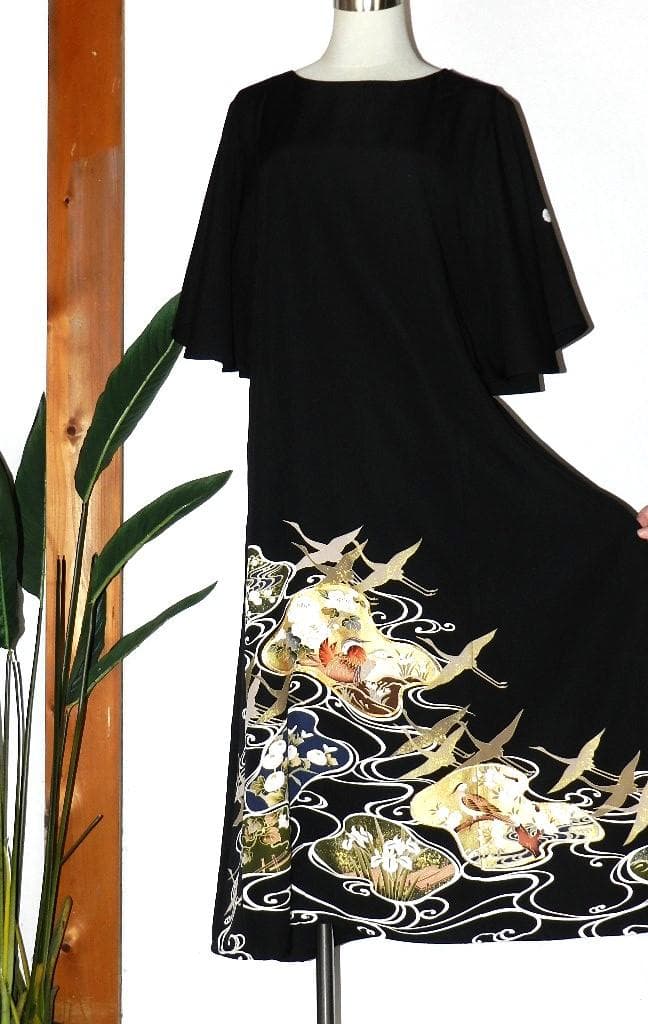 留袖　ワンピース　ドレス　フレアー袖　手書き友禅染　正絹　480　夢ちりめん