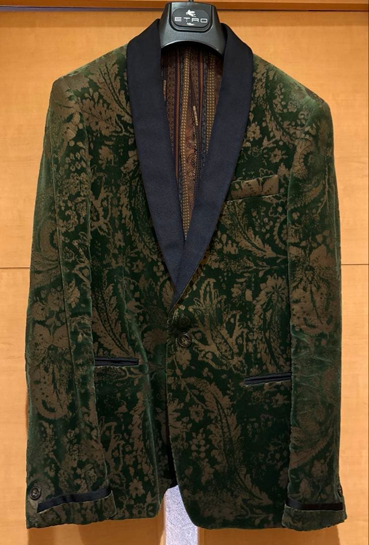 ETRO ダークグリーン 花柄 テーラードジャケット 46