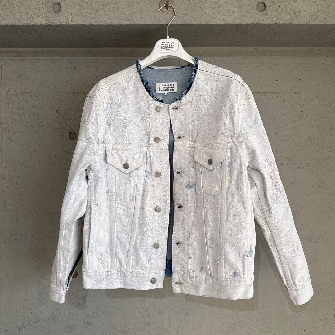 定価18万 メゾンマルジェラ 21aw ペンキ デニム ジャケット 白46