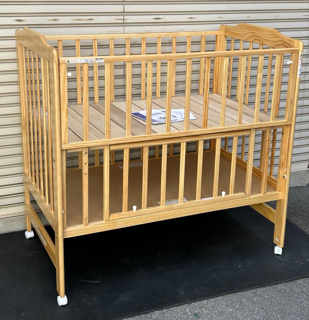 【引取・配達】カトージ　ハイシートベビーベッド（ナチュラル）　尼崎・大阪