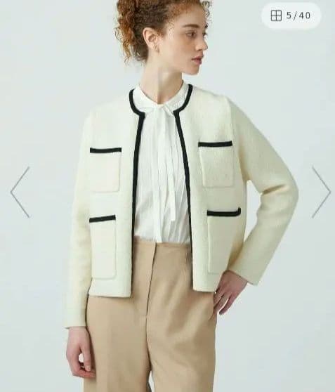 (新品未使用)ウールナイロンブークレー フロントオープンカーディガン