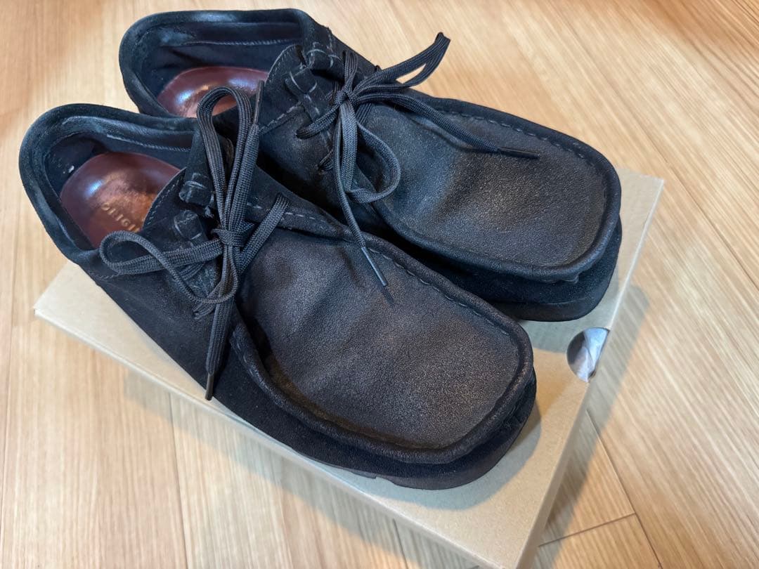 クラークス ワラビーゴアテックス ブラックスエード UK7.5