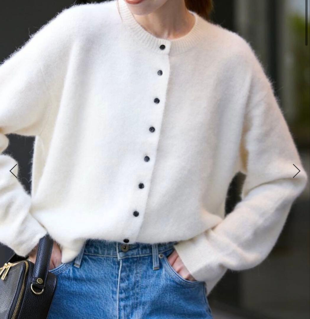 フォックスアルパカカーディガン　スローブイエナ　ホワイト