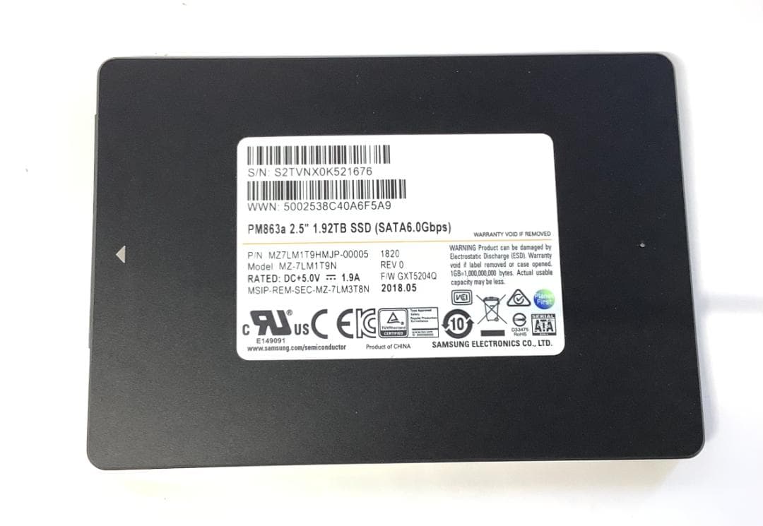 ②-WA310 SAMSUNG SATA 1.92TB SSD 2.5 1点