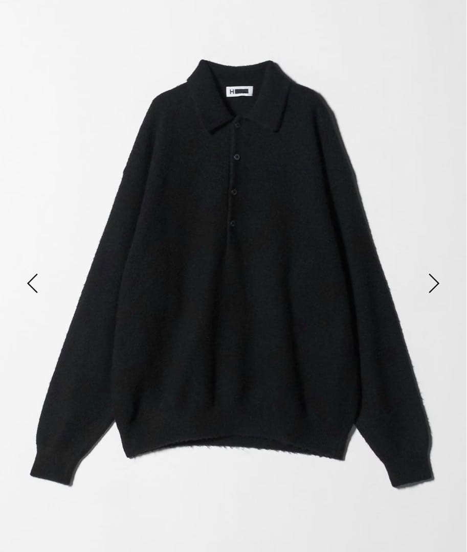 【H BEAUTY&YOUTH】 ナッピングウール 4B ポロカラーニット