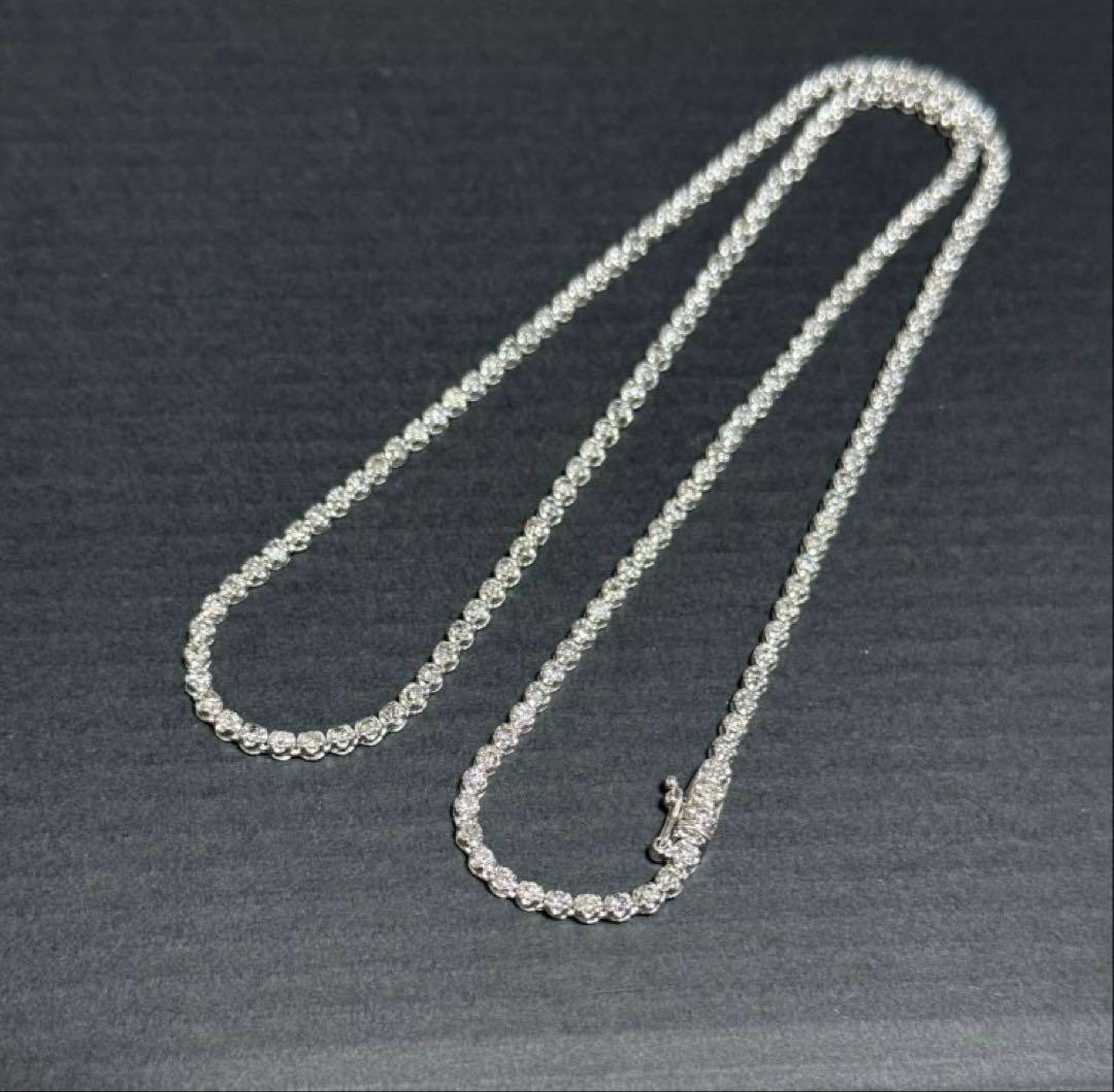 K18WG テニスネックレス ダイヤモンド3.03ct 約43cm