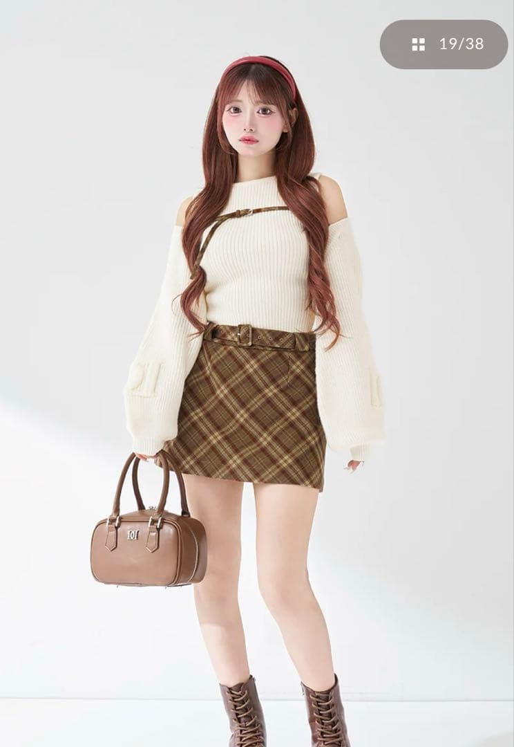 ドッキングミドルウエストニットミニワンピース　ダーリッチ　FL