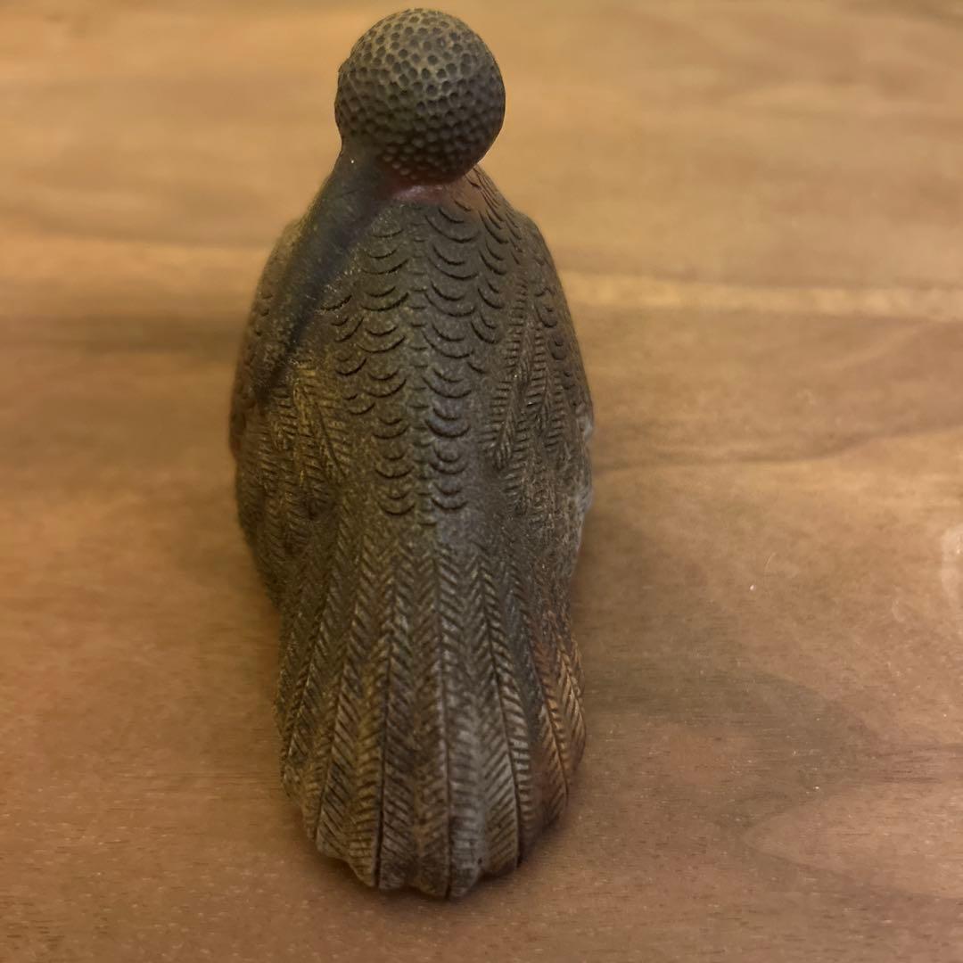 出来栄え良！平川正二 鶴の香合 備前焼