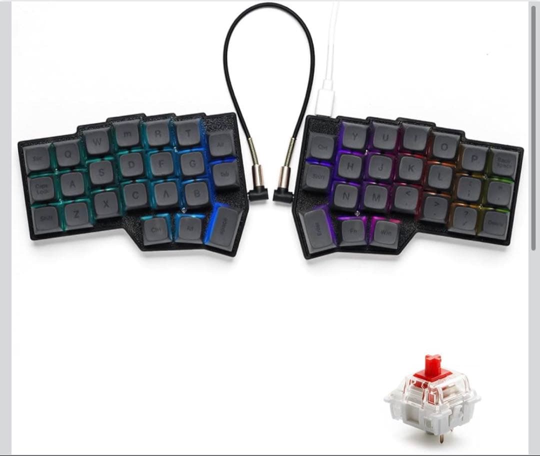 分割メカニカルキーボード 赤軸 46キー RGB 有線 CORNE v4