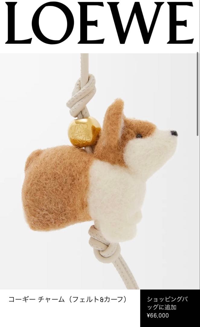 【新品未使用】LOEWE ロエベ　コーギーチャーム 付属品全部つきます